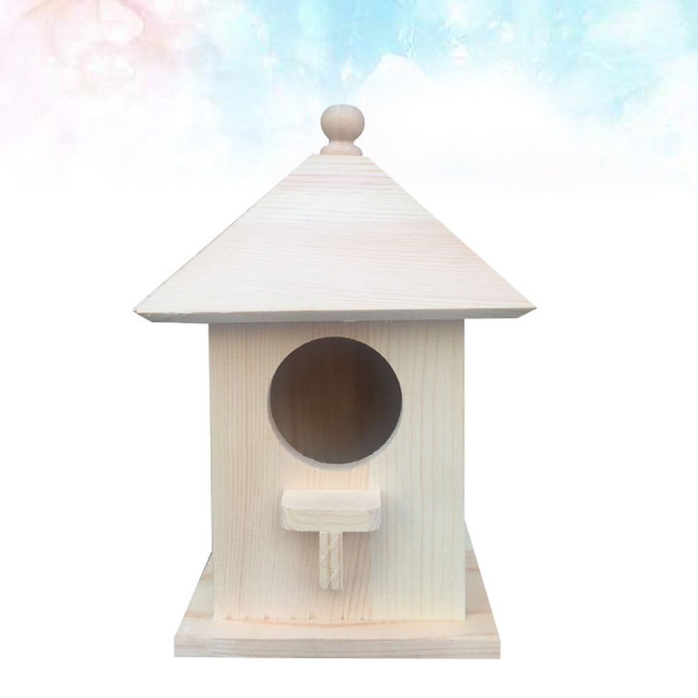 BERTDOMD 2-Pack Wooden Birdhouse Feeder for Wild Birds, Outdoor Hanging Nest Box, Bird Cage Accessory for Garden