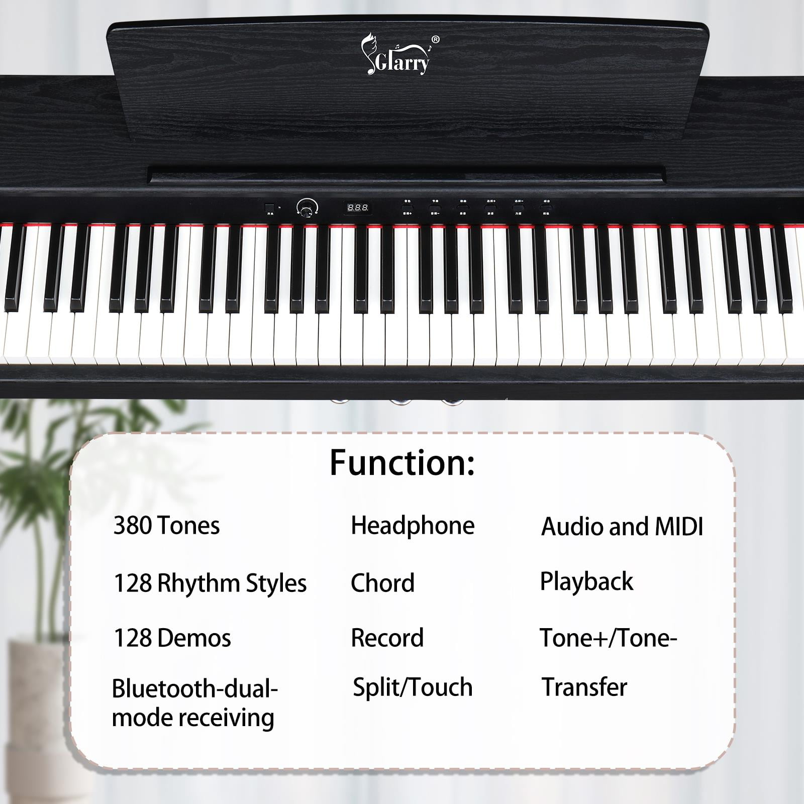 Glarry 88 Key Weighted Action Digital Piano, Electronic Keyboard Piano with Furniture Stand and Triple Pedals for Beginner Kids/Adults Beginner Digital Piano Black