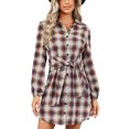 thumbnail image 1 of MAWCLOS Robes Courtes pour Femmes Robe Chemise Mini à Boutons Manches Longues Décontractée Vacances Col à Revers Orange G, 1 of 8