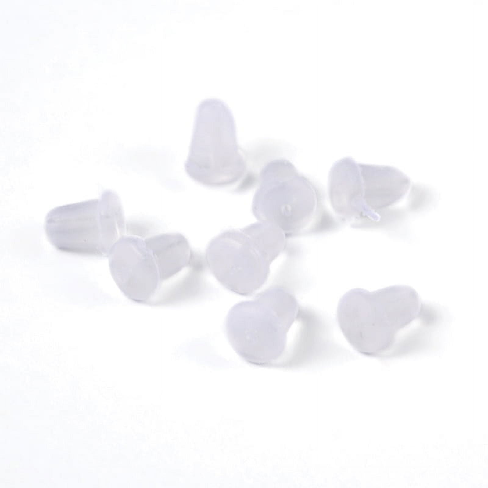 Plastic Ear Nuts Earring Backs Clear 6x5x4mm Hole: 0.5mm about 9000pcs/bag