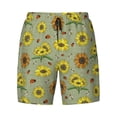 thumbnail image 4 of Lsque Mens Swim Trunks Sage Green With Sunflowers Pattern - Bathing Suit Compression Liner - Beach Swim Shorts Swimwear - (S-3XL) - Stretch Quick Dry -3X-Large, 4 of 9