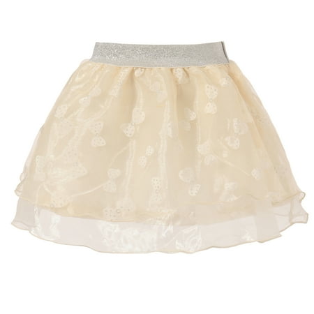 

Richie House Little Girls Gold Bow Print Silver Accent Tulle Skirt 2