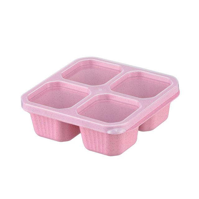 tredstone Lunch Box Dust-proof Nut Platter For Fresh Snacks On Go Wheat Food Box With Four Transparent Lids Pink