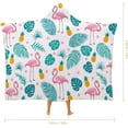 thumbnail image 2 of Tropical Neon Palm Leaves Hooded Blanket Soft Fleece Flannel Blanket All Season Blankets for Bed Decorative 40"x50", 2 of 6