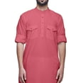 thumbnail image 2 of Atasi Asymmetrical Kurta Casual Button Down Shirt Cotton Casual Kurta Men, 2 of 5