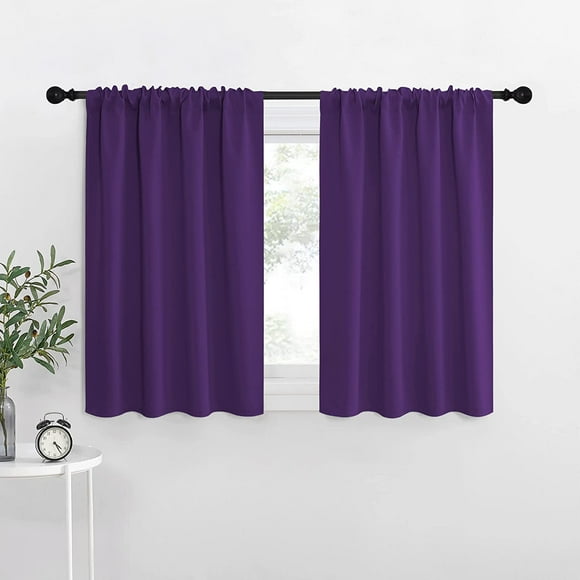 shiyou-RV Blackout Curtains for Camper Windows Kitchen Curtains Blackout Drapes & Curtains Energy Smart Window Treatment Curtain Panels for Bedroom (Royal Purple 42 in x 36 in (W x L) Set of 2)