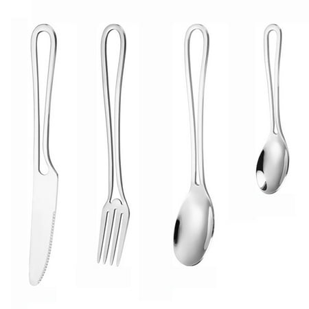 

Hollow Handle Tableware Utensil Set with Ergonomic Handle Comfortable Grip for Restaurant Hotel Picnic Multicolour 4-piece Set