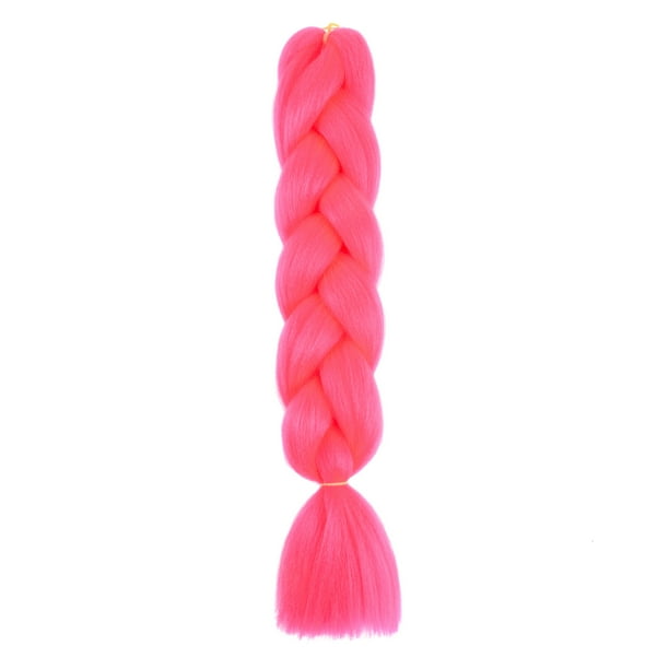 XmhyTop-A Extensiones de cabello trenzado ombré de 60 cm, 3 piezas de cabello trenzado sintético de color sólido para peinados diarios y de fiesta, rosa