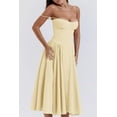 thumbnail image 5 of Women's Sweetheart Neck Ruched Midi Dress 100% Polyester Lightweight Fabric for Party and Evening Occasions Silhouette, 5 of 11