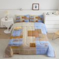 thumbnail image 2 of Castle Fairy Mid Century Watercolor Artwork King Size Comforter Sets 3pcs,Abstract Splash Comforters King Size,Sky Blue Cream Gold,Reversible,1 Comforter and 2 Pillowcases, 2 of 6