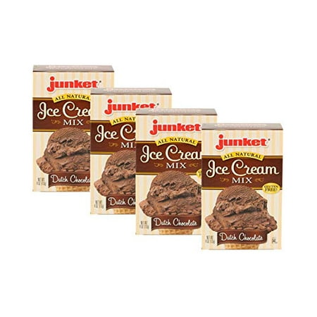 Junket All Natural Dutch Chocolate or Very Vanilla Ice Cream Mix- Four 4 oz. Boxes (Dutch