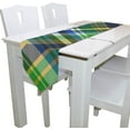 thumbnail image 3 of Rectangle Cloth Table Runner, Green Tartan Texture Table Cover 13"x70"for Wedding Birthday Holiday, 3 of 5