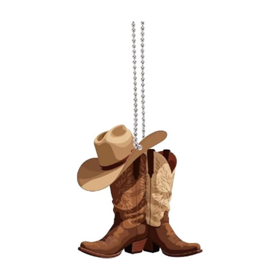 Cowboy Boot Hat Rearview Mirror Rearview Mirror Car Interior Hanging Decoration