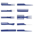 thumbnail image 2 of Juego de peine para peinado de 10 piezas, paquete de peines para estilistas de peluquería profesionales antiestáticos para mujeres y hombres, color azul, 2 of 5
