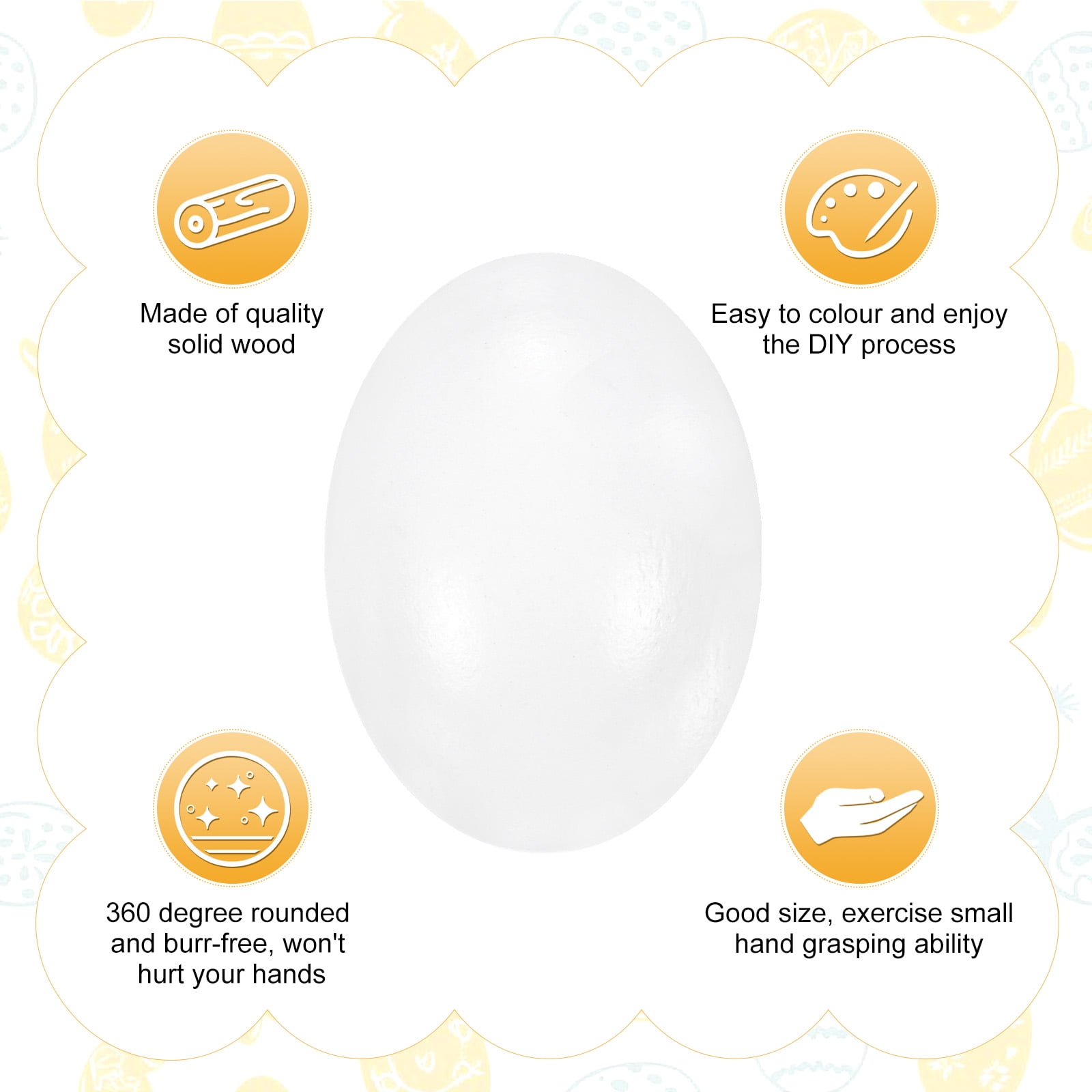 Uxcell 12-Pack Wooden Fake Eggs, 2.4 Inch Quality Wooden Easter Eggs DIY Painting Solid Egg for DIY [White]