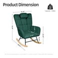 thumbnail image 2 of Nursery Rocking Chair,Teddy Upholstered Glider Rocker Rocking Accent Chair Padded Seat with High Backrest Armchair for Living Room，Green, 2 of 6