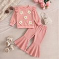 thumbnail image 2 of HCNTES Baby Girl Winter Clothes Girls Outfits Toddler Long Sleeve Tops Shirt Floral Prints Flare-Leg Pants Clothing Set Girls Suit, 2 of 8