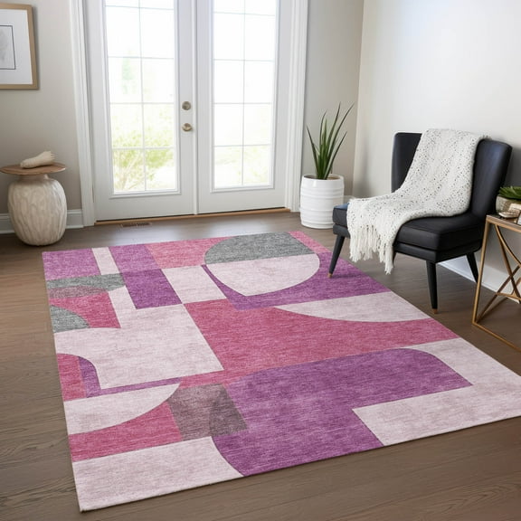 Addison Rugs Chantille Indoor/Outdoor Transitional Mid Century Blush Washable Rectangle Rug, 10' x 14'