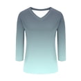 thumbnail image 4 of Jsaierl 3/4 Length Sleeve Womens Tops Casual V Neck Shirts Dressy Print Petite Blouses Work Dressy T-shirts Top S-3XL, 4 of 8