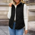 thumbnail image 4 of Sherpa Fleece Lined Jacket Vest for Women Winter Casual Warm Cropped Coat Sleeveless Full Zip Quilted Outerwear (XL, Black), 4 of 6