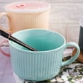 thumbnail image 4 of Microwavable Soup Bowl with Handle and Lid 30.4 OZ Ceramic Cereal Bowls Soup Mugs, 4 of 6