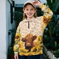 thumbnail image 2 of Uorisanigo Girls Oversized Sweatshirts Long Sleeve Pullover Top Fashion Quarter Zipper Pullover Jackets for Teen Girl Lightweight School Highland Cow Leopard Print Athletic Tops Fall Clothes, 2 of 7