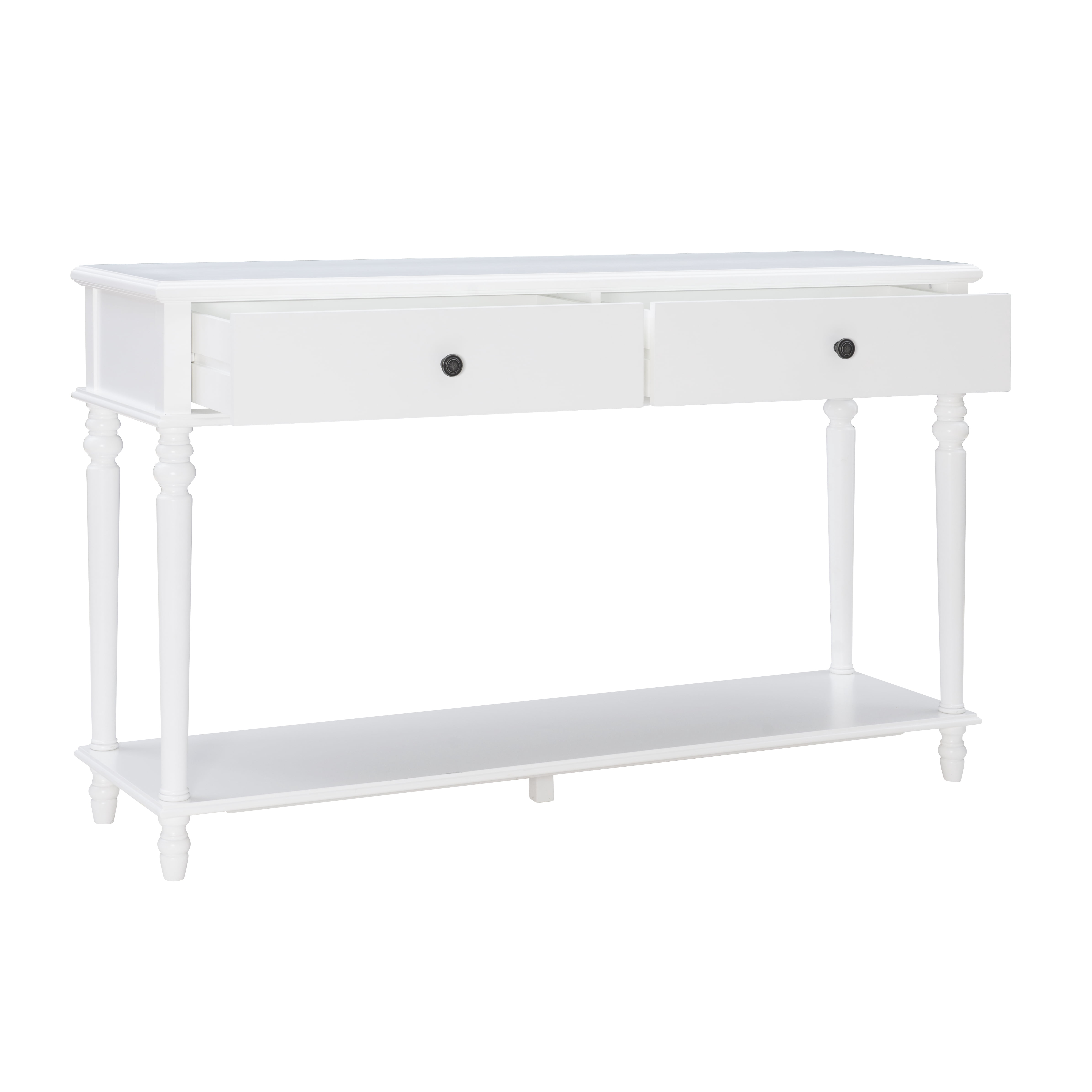 Powell Victoria 2-Drawer Wood Indoor Console Table with Shelf, White