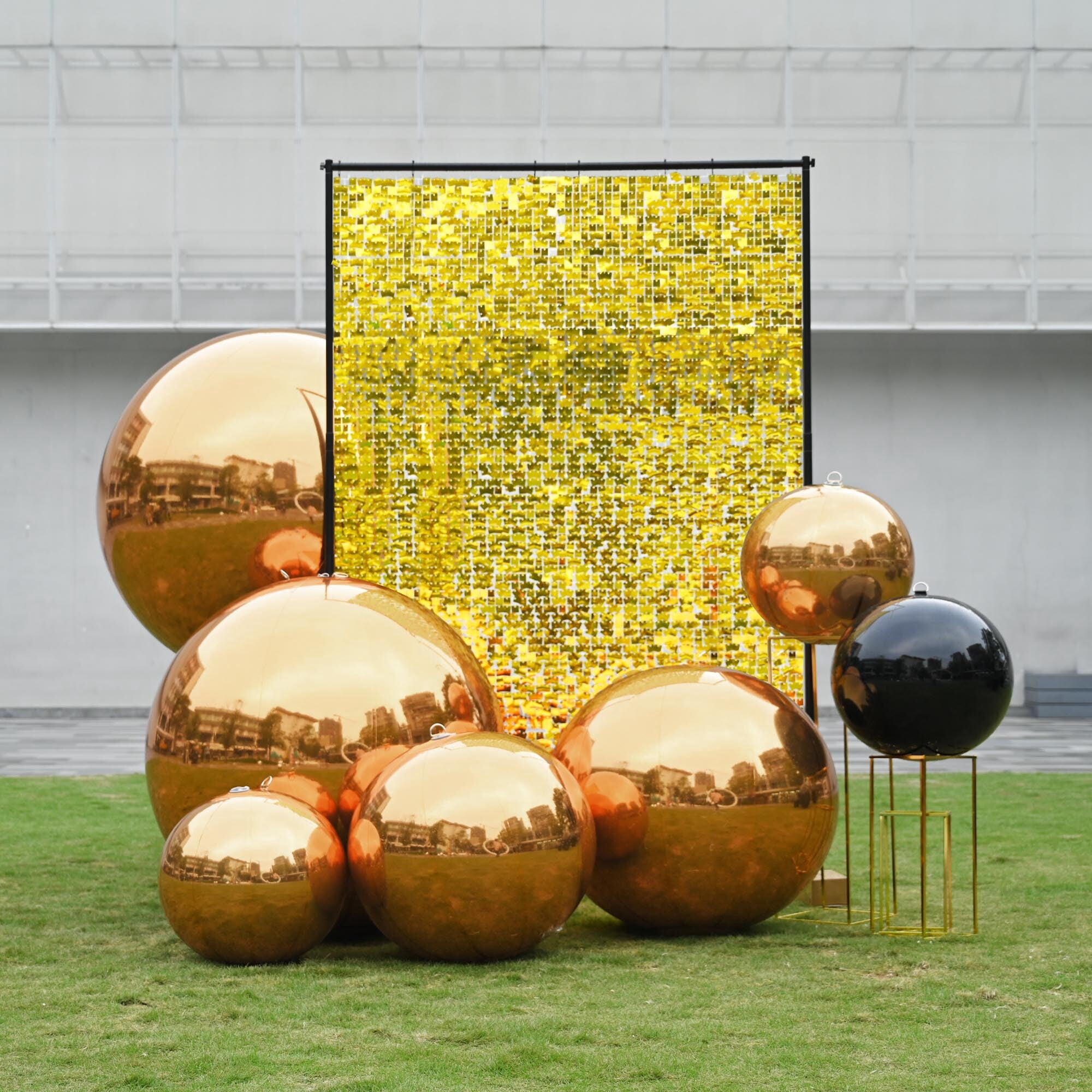 Yescom 20" Big Shiny Inflatable Mirror Ball Giant Reusable PVC Balloon for Large Disco Party Wedding Event Stage Decoration Gold