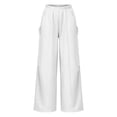thumbnail image 4 of ZHYou No Boundarie Womens Oversized Sweatpants Elastic Waisted Wide Leg Baggy Fit Pull On Casual Pants with Drawstring Pockets,White,Size XL, 4 of 7