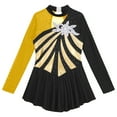 thumbnail image 3 of TiaoBug Kids Girls Shiny Metallic Figure Ice Skating Dress Sequin Floral Print Dancewear, 3 of 5