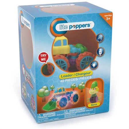 Lite Poppers STEM Learning Build a Loader Kit- LED Light, Build and Play Model Car Construction Toy with USB Powered LED Base
