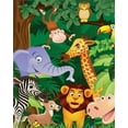 thumbnail image 2 of ABPHOTO Polyester 5x7ft Zoo Backdrop Cartoon Backdrops Monkey Elephant Giraffe Lion Green Leaves Jungle Forest Spring Outdoor Photography Background for Boys Girls Birthday Party Photo Studio Props, 2 of 3