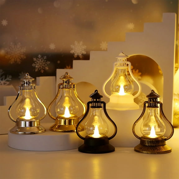 Electronic Candle Ambient Light – Mini Oil Lamp Style | Flickering LED Night Light | Battery Operated | Black Bronze White Silver Gold | Home Holiday Decor | 1 Pack