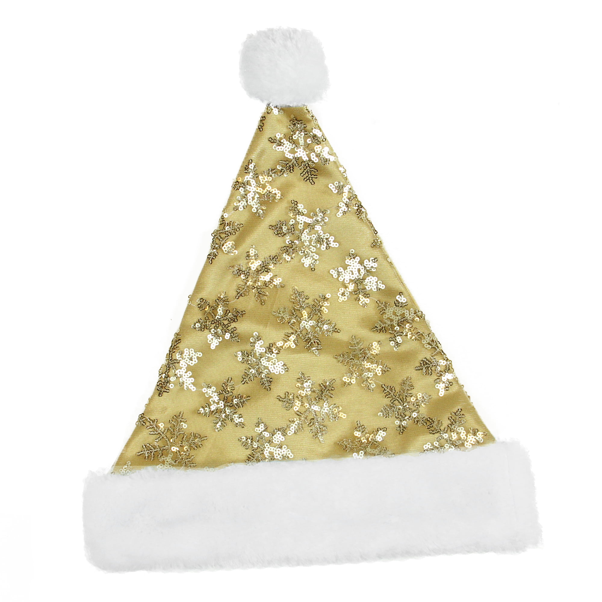 Christmas Hat Novelty Gold Glittered Snowflake Santa Hat Black Santa Hat 
