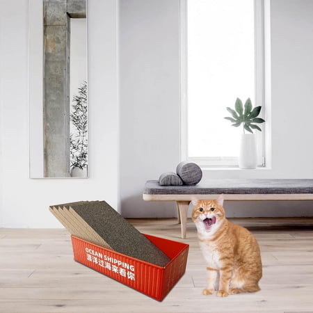 balikha 5 Pieces Cat Scratch Pad Corrugated Cardboard Scratcher Lounge Bed Mat Post Furniture Protection Soft Play Surface Couch Substitute Suitable for Red Box