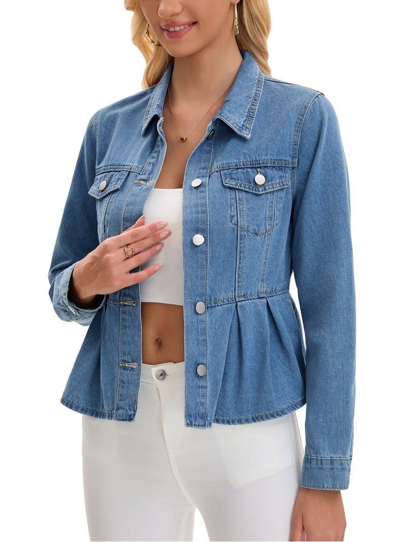 INSPIRE CHIC Women's Back to School Denim Jacket Button Down