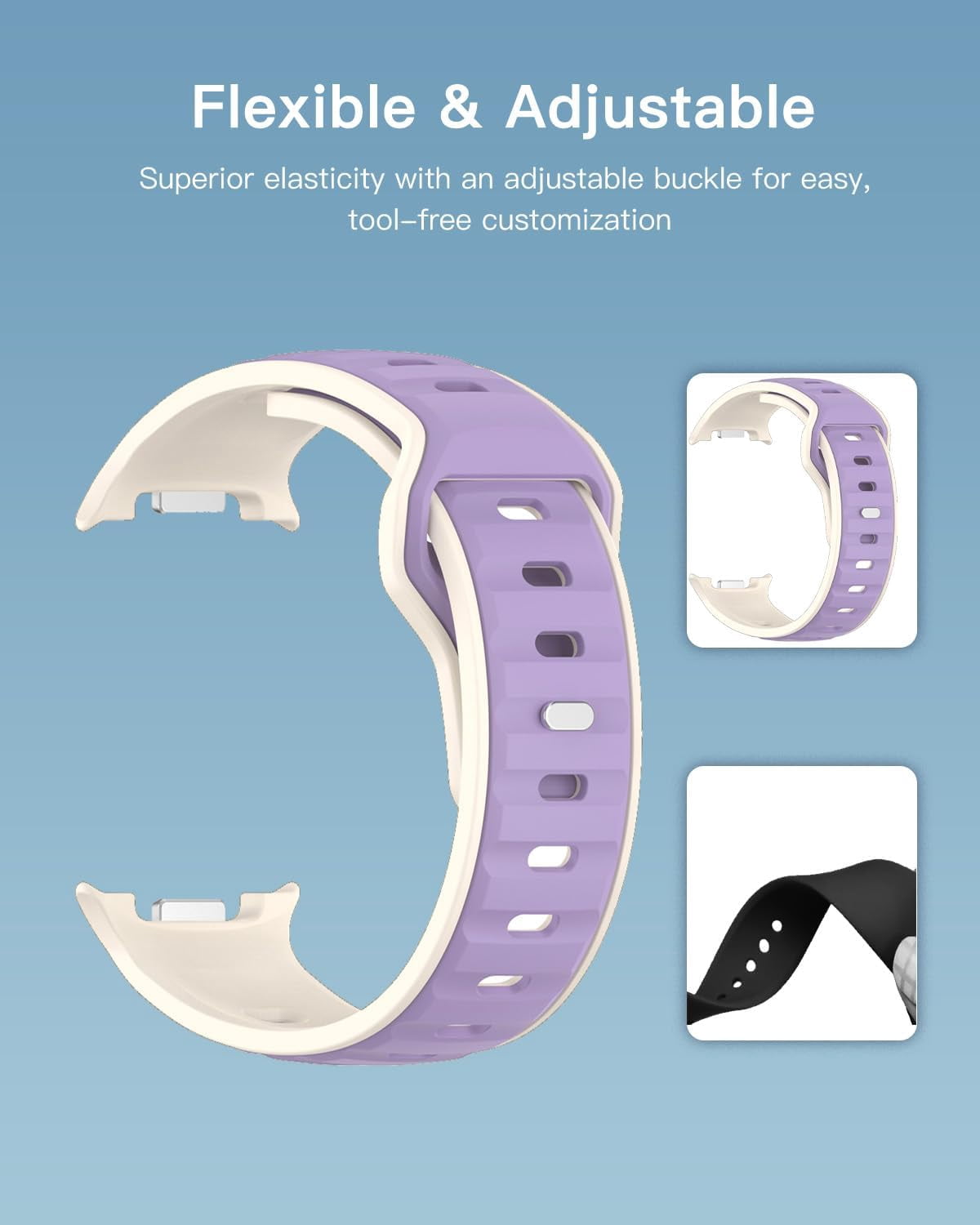 CRKMGS-Bands for Samsung Watch 8 Smartwatch,Sport quick-release Silicone Band for Samsung Watch 8,Soft Lightweight & Ventilated Comfort Replacement Smartwatch Strap,Adjustable Wristband