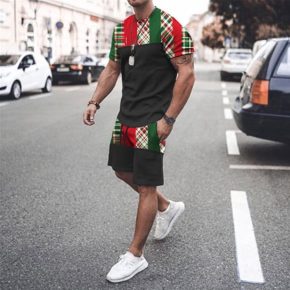 Vedolay Mens Shorts Tracksuit Men's 2 Piece Casual Outfits Printed Short Sleeve Zipper Polos Suits,Orange 3XL