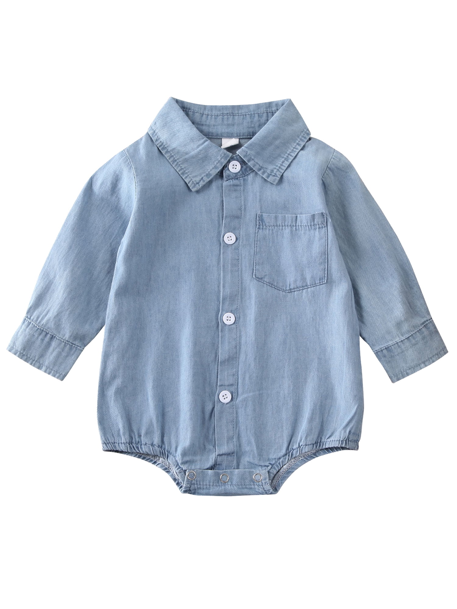 Baby Girl Denim Bodysuit Long Sleeve 