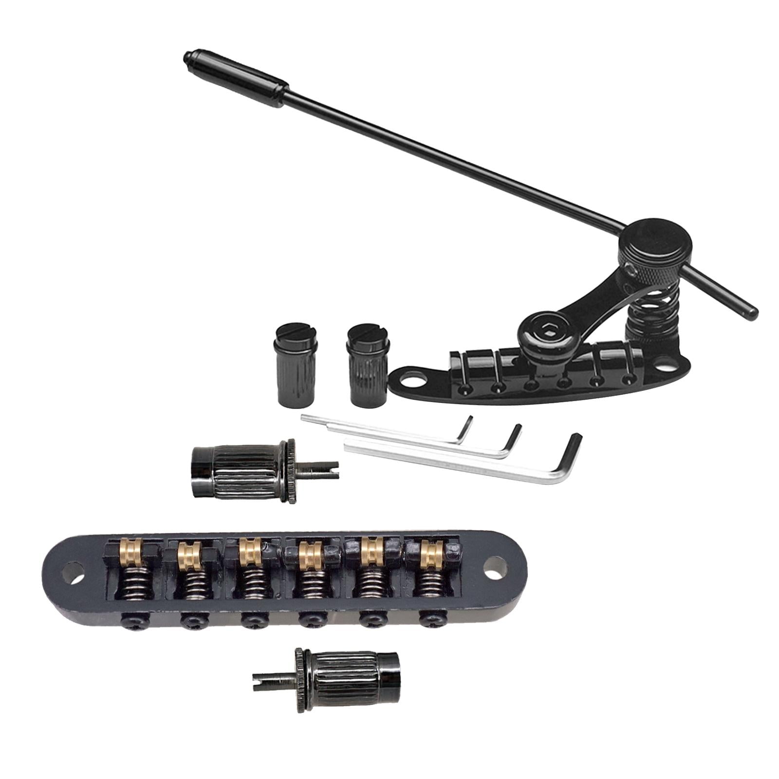 Rushawy Electric Guitar Bridge Roller Saddles Guitar Tremolo Bridge Replaces Tailpiece Tremolo for 6 Strings Instrument Show Exercise Black
