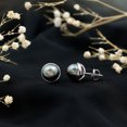 thumbnail image 3 of Rosec Jewels Black Tahitian Pearl Solitaire Stud Earrings (10 mm, AAA Quality, June Birthstone), 18K White Gold, 3 of 8