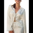 thumbnail image 3 of Camisas de Satén con Lazo Frontal para Mujer, Blusas de Seda con Escote en V Profundo para Discoteca, Blusa de Larga Y2K para Salir M, 3 of 10