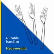 PLASTICPRO Disposable Plastic Forks Heavyweight Utensils Silverware, Clear, Pack of 100