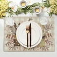 thumbnail image 3 of Bunny Rabbits Easter Rectangular Place Mats Set of 4，12x18 Inch Brown Leaves Floral Washable Heat Resistant Dining Table Mats for Holiday Party Kitchen, 3 of 6