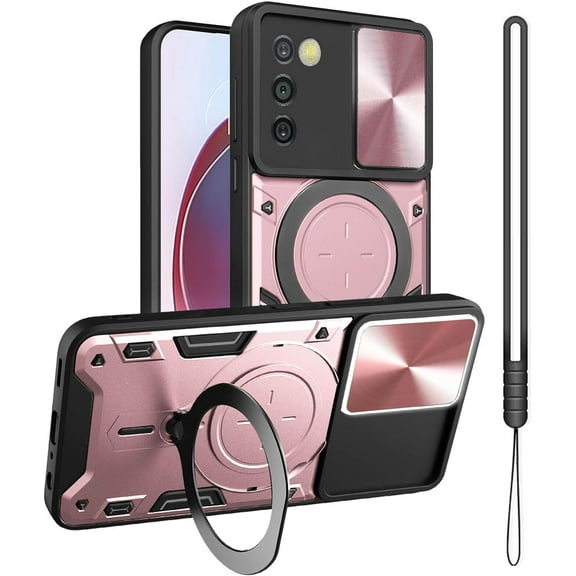 A03s Case, for Samsung Galaxy A03s Phone Case Metal Stand Ring Holder,Camera Lens Protector for Galaxy A03S,Slim Full Protection Shockproof Cases Cover for Women Men (Rose Gold)