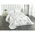 thumbnail image 3 of Ambesonne 4th of July Quilted Bedspread Set 3 Pcs, Scattered Stars, Queen Size, Ruby Navy Blue White, 3 of 5