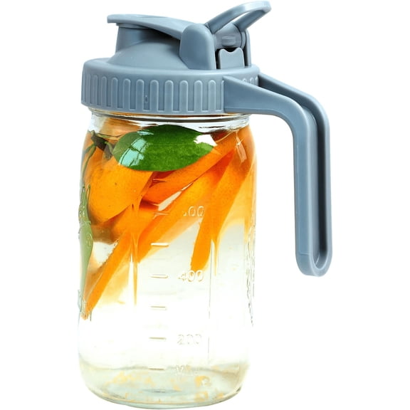 GMCOZY Mason Jar Pitcher, 32oz, Glass, Airtight Leak Proof with Pour Spout Lid & Handle