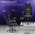 thumbnail image 3 of Gamer Gear EdgeX LED Ergonomic Gaming Chair with Adjustable Padded Headrest, Vibrating Lumbar Pillow, Extendable Padded Footrest, Black and Blue, 3 of 13
