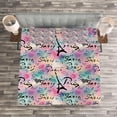 thumbnail image 3 of Ambesonne Paris Quilted Bedspread Set 3 Pcs, Rose Flowers Romantic, Queen Size, Pale Green Sea Green, 3 of 3