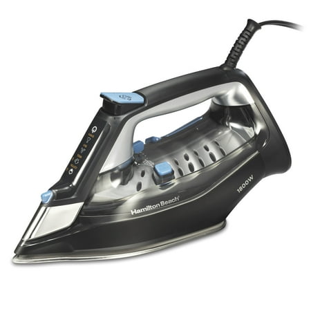 Hamilton Beach FabricIQ Clothing Steam Iron with Intuitive Touchpad & Stainless Steel Soleplate, Black